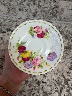 Vintage Royal Albert Floral Bone China Saucer  "Sweet Pea" accent quiet luxury